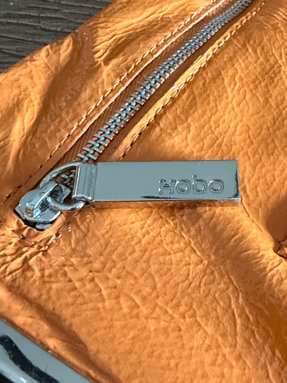 HOBO Lauren Double Frame Clutch Wallet Orange Patent Leather - Picture 5 of 9